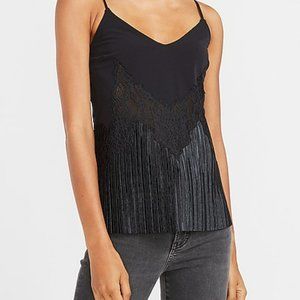 NWOT Express Black Cami with Lace & Pleating - Medium